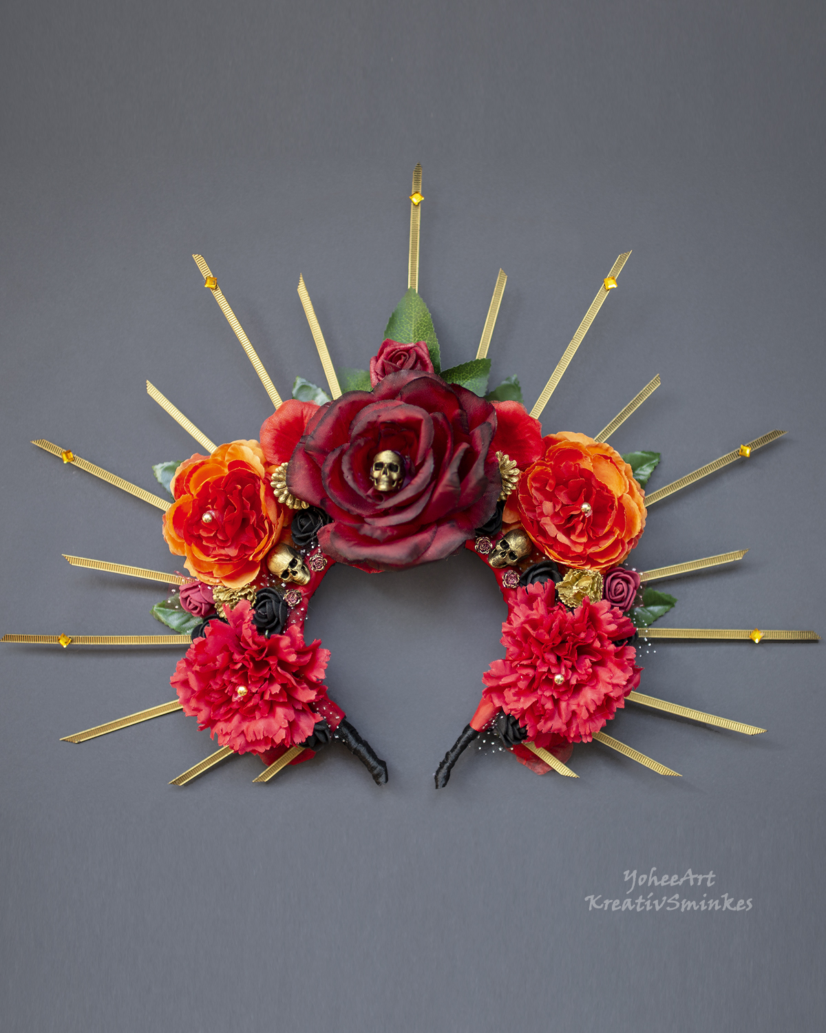 La Catrina - Koponyás virágkorona fejdísz - Halloween - Image 3