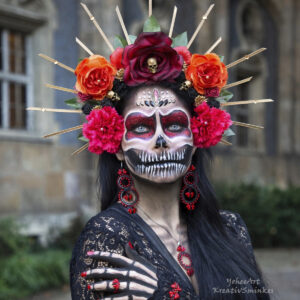 La Catrina - Koponyás virágkorona fejdísz - Halloween